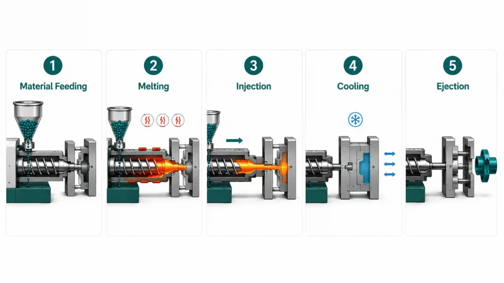 Injection molding process step-by-step